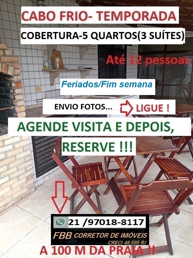 Cobertura Duplex para Temporada - Cabo Frio, Vila Nova