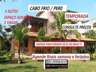 Casa para Temporada, em Cabo Frio, bairro Per, 3 dormitrios, 4 banheiros, 3 sutes, 4 vagas