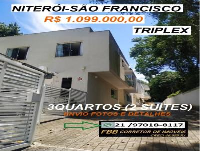 Casa em Condomínio para Venda, em Niterói, bairro São Francisco, 3 dormitórios, 4 banheiros, 2 suítes, 3 vagas
