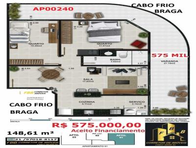 Apartamento para Venda, em Cabo Frio, bairro Braga, 2 dormit�rios, 2 banheiros, 1 su�te, 1 vaga